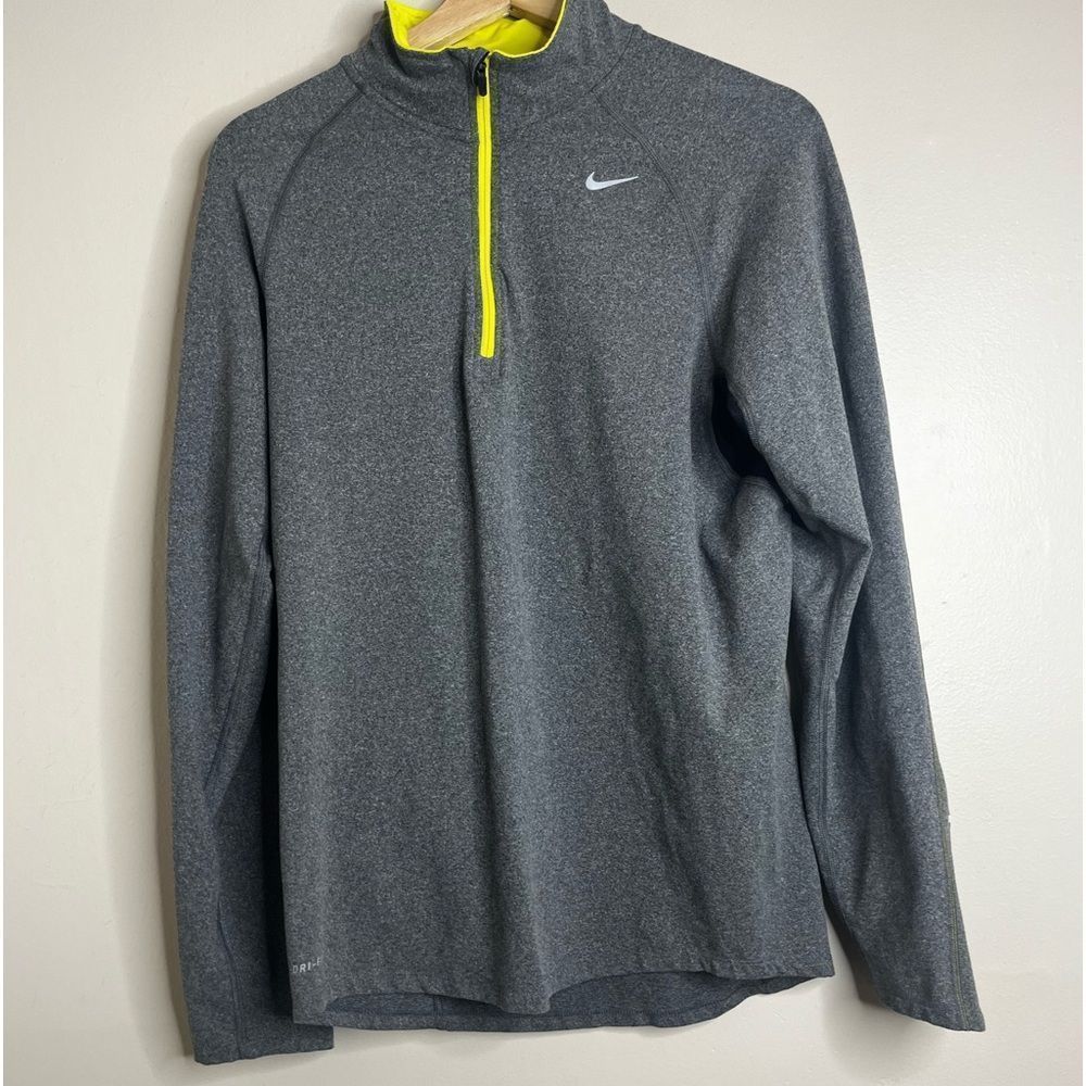 Nike Running Gray Performance quarter zip with Yellow Accents